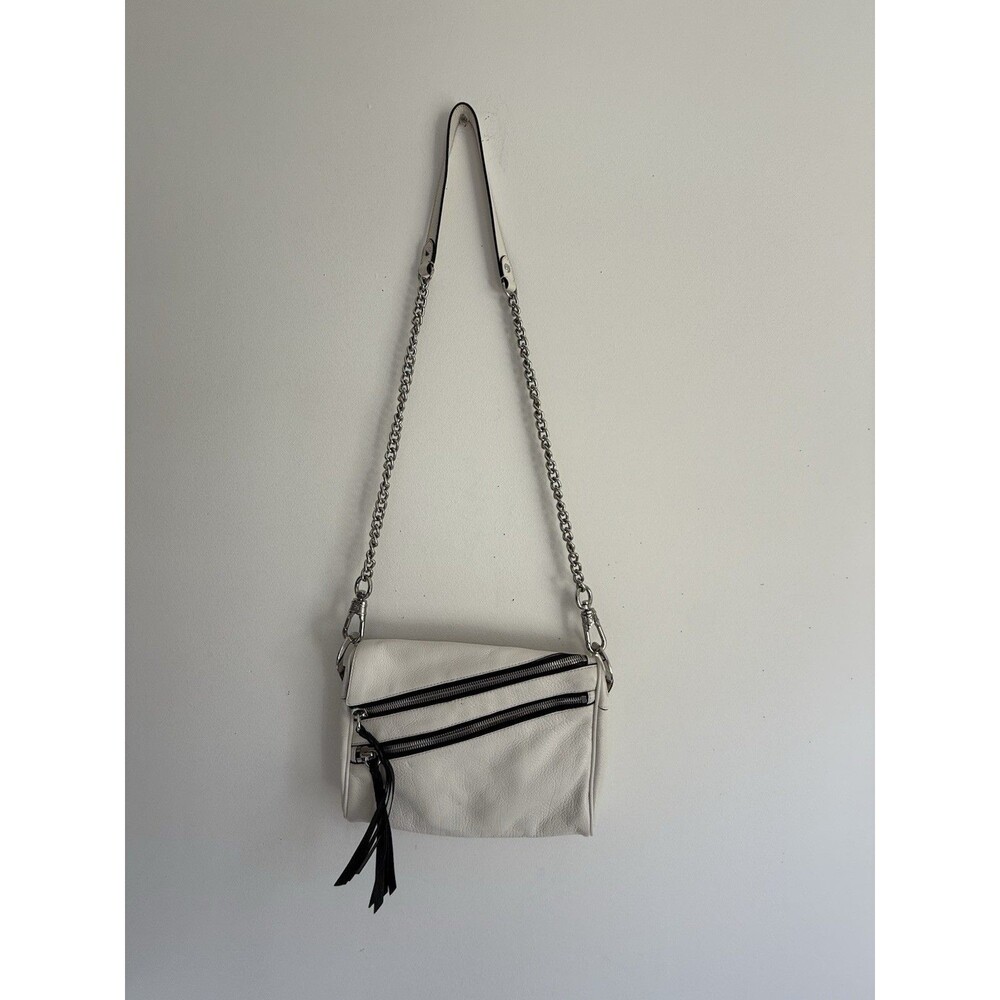🖤 Giani Bernini Leather Crossbody Shoulder Bag – White with Black Zippers